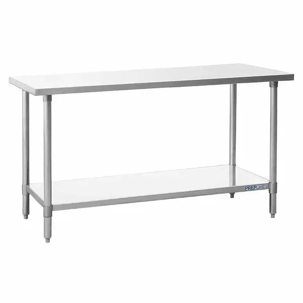 Prepline PWTG-1472, 14x72-inch Stainless Steel Worktable with Galvanized Undershelf