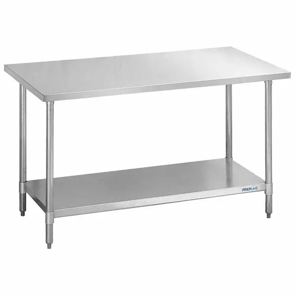 Prepline PWTG-2472, 24x72-inch Stainless Steel Worktable with Galvanized Undershelf