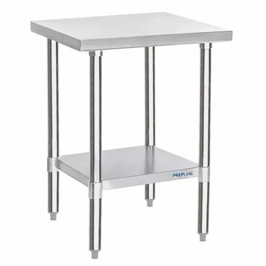 Prepline PWTG-3030, 30x30-inch Stainless Steel Worktable with Galvanized Undershelf