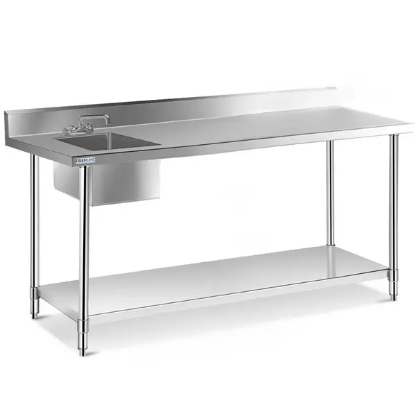 Prepline ST-3072, 30x72-Inch Stainless Steel Work Table with Sink and Faucet