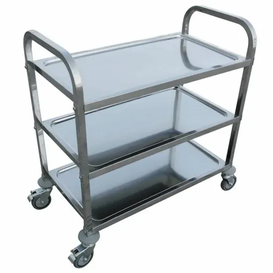 Prepline T-1834-SS, 33x21-Inch Stainless Steel Three Shelf Utility Trolley Cart