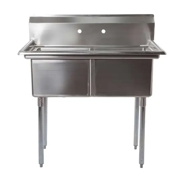 Prepline XS2C-1818, 42-inch 2-Compartment Commercial Sink, 18x18-inch Bowls