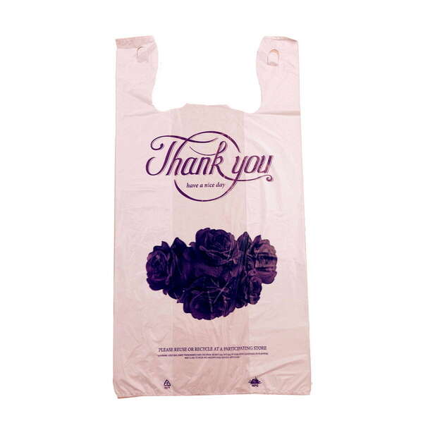 Rainbow 1/8HDFL, 1/8-Size White "Flower" Plastic T-Shirt Shopping Bags, 600/Cs