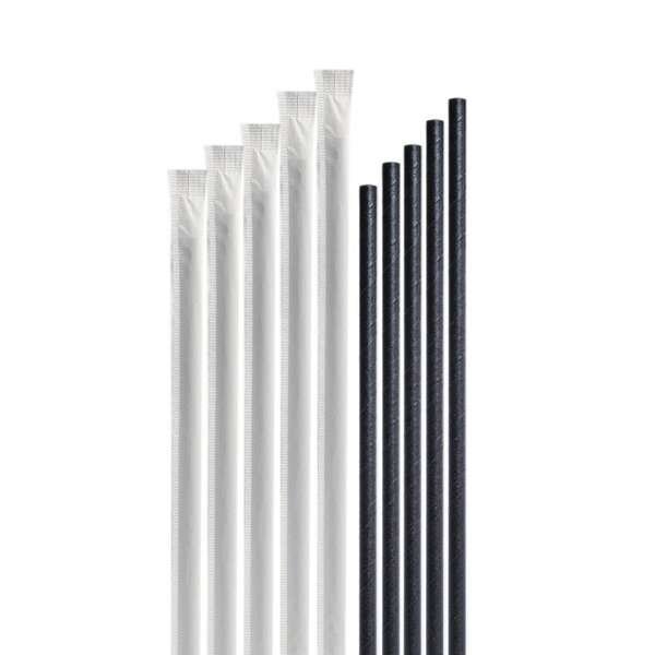 SafePro 325255, 7.75-Inch Black Jumbo Wrapped Paper Straw, 5000/CS