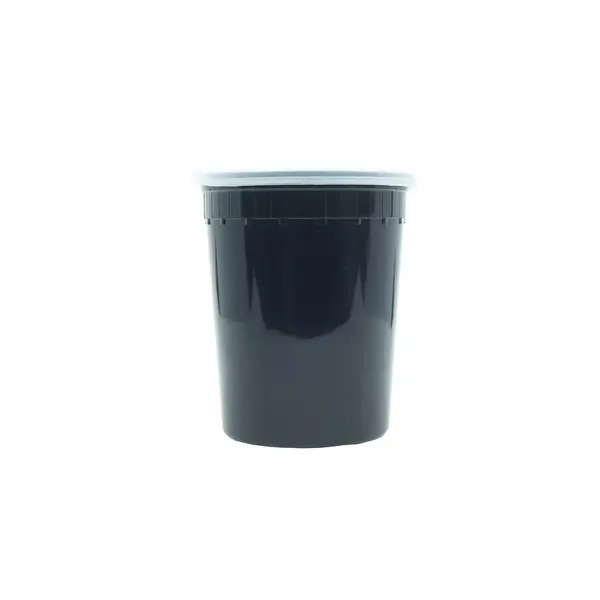 SafePro 32HDBK 32 Oz Black Plastic HD Soup Combo, Containers with Flat Lid, 250/CS