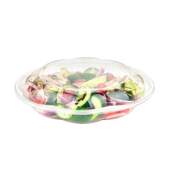 SafePro 40SW100, 40 Oz. 10-inch Crystal Clear PET Swirl Bowl with Swirl Lid Combo, 100/CS
