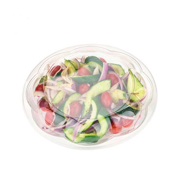 SafePro 40SW100, 40 Oz. 10-inch Crystal Clear PET Swirl Bowl with Swirl Lid Combo, 100/CS