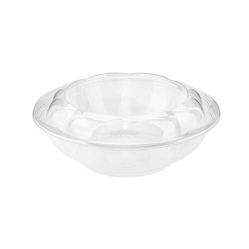 SafePro 64SW100, 64 Oz Clear PET Swirl Bowl with Swirl Lid Combo, 100/CS