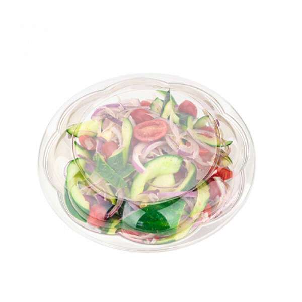 SafePro 64SW100, 64 Oz Clear PET Swirl Bowl with Swirl Lid Combo, 100/CS