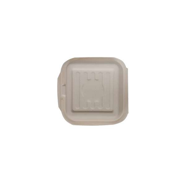SafePro BC661PF, 6x6-Inch PFAS-Free Bagasse Take Out Container with Hinged Lid 500/CS