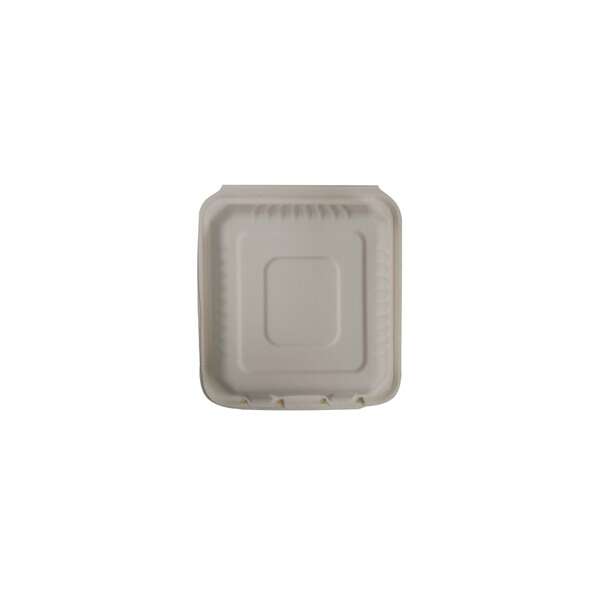 SafePro BC881PF, 9x8x3-Inch PFAS-Free Bagasse Bio Hinged Container w/Hinged Lid, 200/CS
