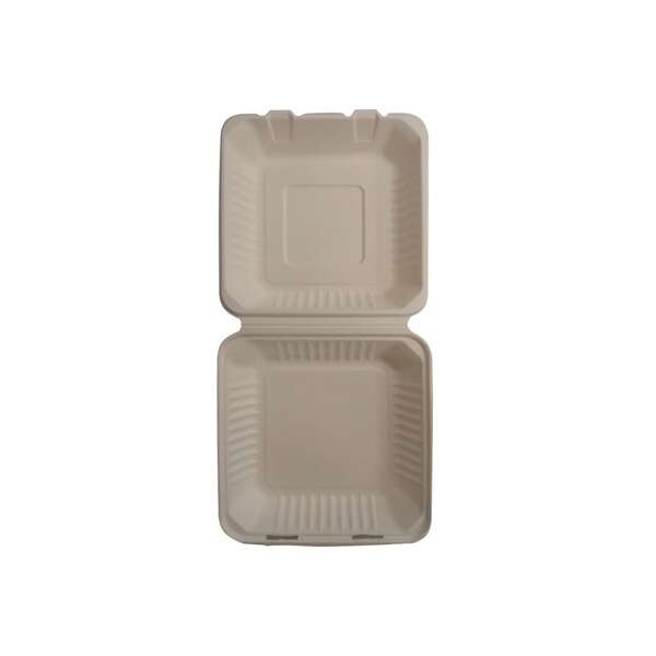 SafePro BC991PF, 9x9x3-Inch PFAS-Free Bagasse Hinged Container, 200/CS