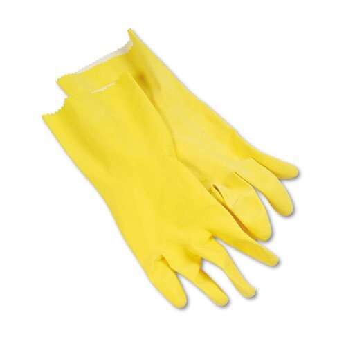 SafePro BWK242L, Flock-Lined Latex Cleaning Gloves, Large, Yellow, 12 Pairs per Pack