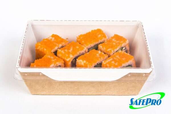 SafePro ECOOPSALAD500, Kraft Salad Box with Clear Lid, 300/CS