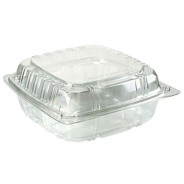 SafePro Yespac HCP602, 6x6x3.38-inch PET Plastic Clear Hinged Container, 500/CS