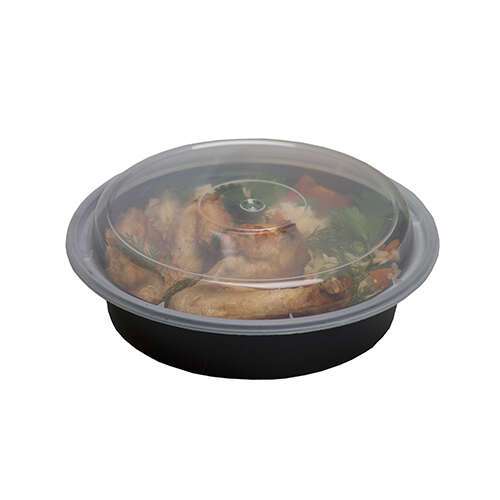 SafePro MC718, 16 Oz. Round Microwavable Containers Combo, Black Bottom, 150/CS