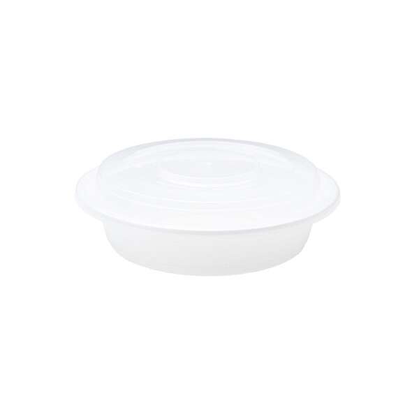 SafePro MC723W, 24 Oz. Round Microwavable Containers Combo, White Bottom, 150/CS