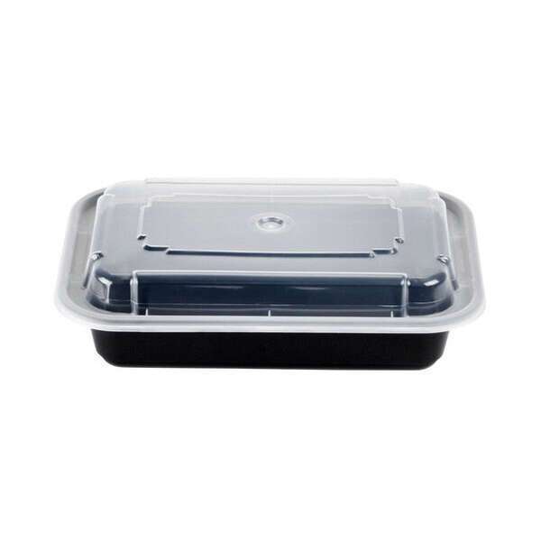 SafePro MC8168 16 Oz. Rectangular Microwavable Containers Combo, Black Bottom, 150/CS