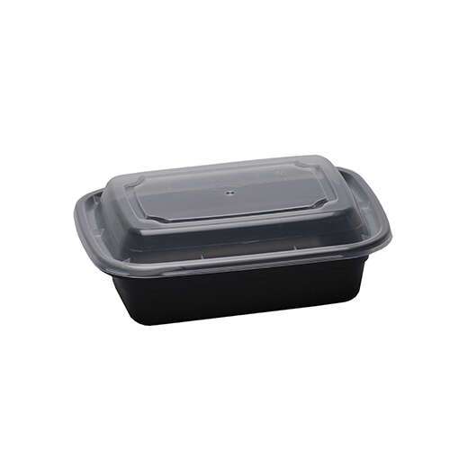 SafePro MC818, 12 Oz. Rectangular Microwavable Containers Combo, Black Bottom, 150/CS