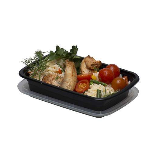 SafePro MC818, 12 Oz. Rectangular Microwavable Containers Combo, Black Bottom, 150/CS