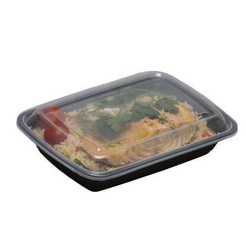 SafePro MC818, 12 Oz. Rectangular Microwavable Containers Combo, Black Bottom, 150/CS