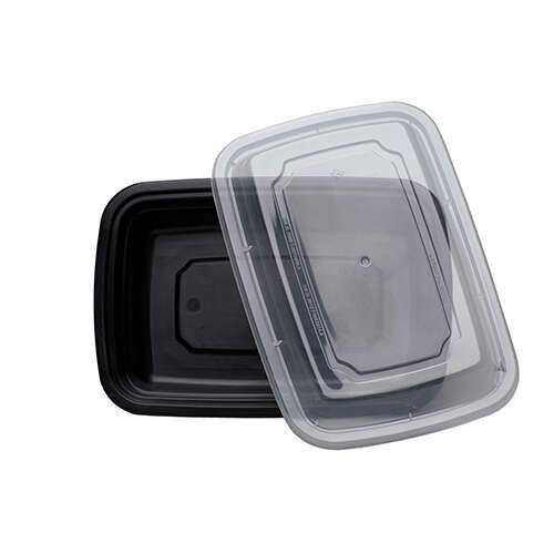 SafePro MC818, 12 Oz. Rectangular Microwavable Containers Combo, Black Bottom, 150/CS