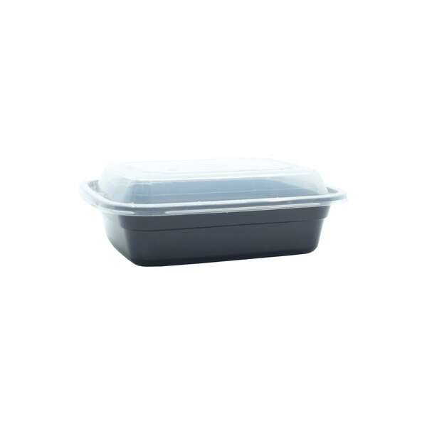 SafePro MC818, 12 Oz. Rectangular Microwavable Containers Combo, Black Bottom, 150/CS