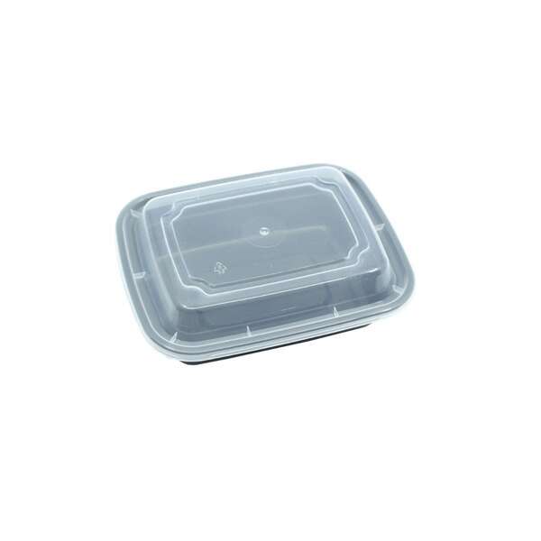 SafePro MC818, 12 Oz. Rectangular Microwavable Containers Combo, Black Bottom, 150/CS