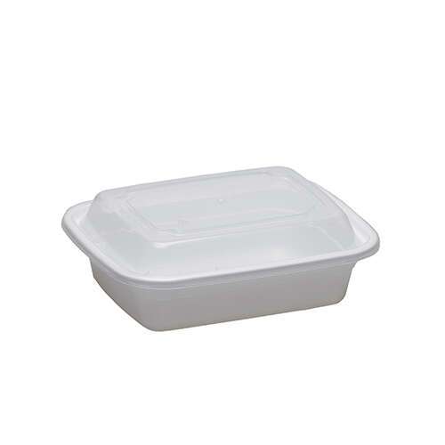 SafePro MC818W, 12 Oz. Rectangular Microwavable Containers Combo, White Bottom, 150/CS