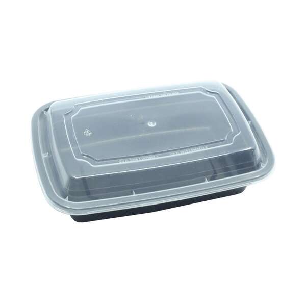 SafePro MC838 24 Oz. Rectangular Microwavable Containers Combo, Black Bottom, 150/CS