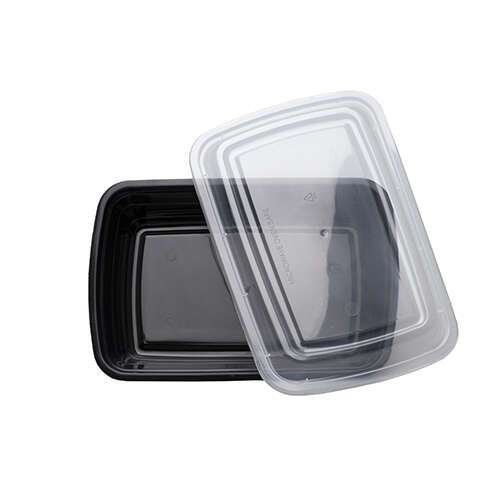 SafePro MC868, 28 Oz. Rectangular Microwavable Containers Combo, Black Bottom, 150/CS