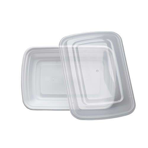 SafePro MC868W, 28 Oz. Rectangular Microwavable Containers Combo, White Bottom, 150/CS