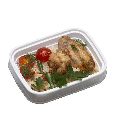 SafePro MC868W, 28 Oz. Rectangular Microwavable Containers Combo, White Bottom, 150/CS