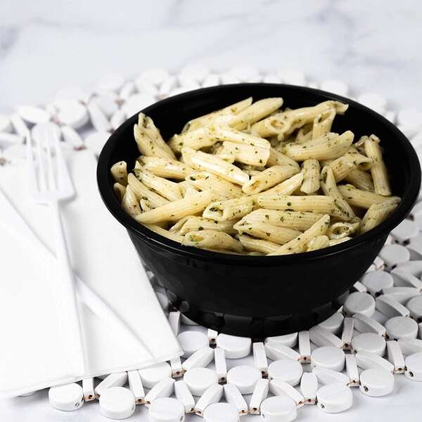 SafePro NB32B, 32-38 Oz Black Round Microwavable Noodle Bowl with Lid, 150/CS