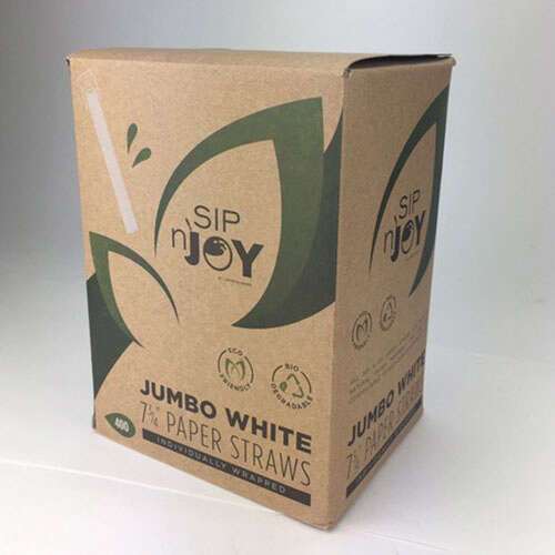 SafePro PSWW 7.75-Inch White Wrapped Paper Jumbo Straws, 3200/CS