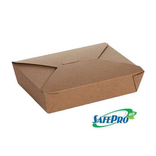 SafePro Eco SB02 49 Oz 8.75x6.25x1.88-Inch Take-out Microwavable Kraft Paper Container #2, 200/CS