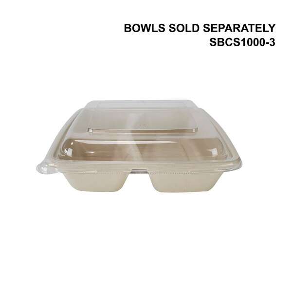 SafePro Eco SBCS1000F PET Clear Square Lid for Fiber Trays (SBCS1000, SBCS1000-3), 300/CS