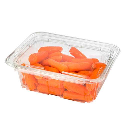 SafePro TE24 24 Oz Tamper Evident Clear Plastic Container with Hinged Lid, 200/CS