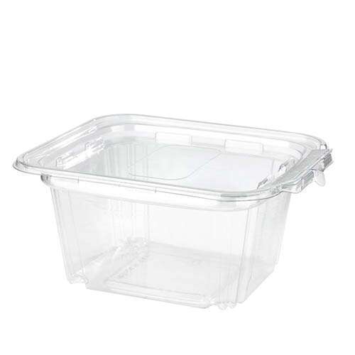 SafePro TE48 48 Oz Tamper Evident Clear Plastic Container with Hinged Lid, 150/CS