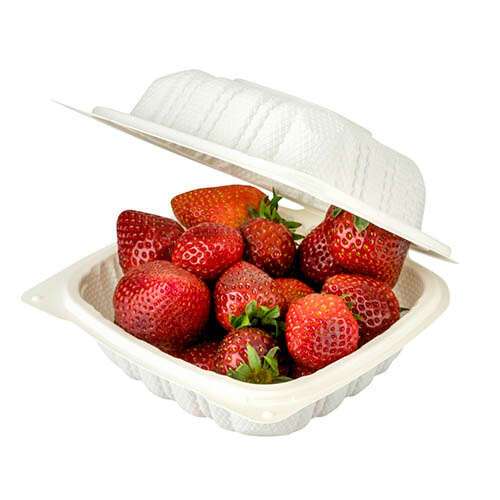 SafePro Eco BG66 6x6-inch White Square Microwavable PP Container w/Hinged Lid, 225/CS