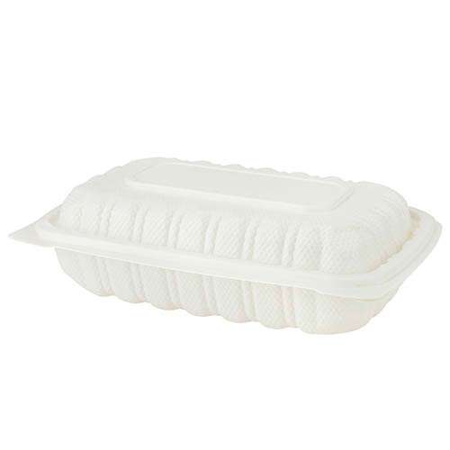 SafePro Eco BG96 9x6-inch White Square Microwavable PP Container w/Hinged Lid, 120/CS