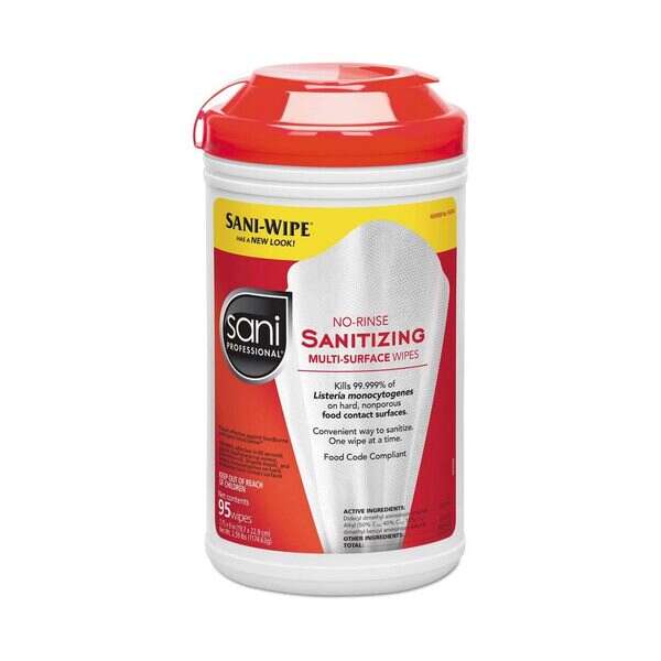 Sani Professional P56784, Sanitizing Multi-Surface Wipes, 95/Container, 6/CS