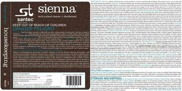 Santec Sienna 4/CS 1-Gallon Disinfectant Concentrate, 412104/SI