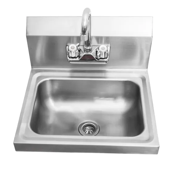 Sapphire SMHS-01, 17-Inch Stainless Steel 14x10x5.5-Inch Bowl Size Open Sided Wall Mounted Hand Sink