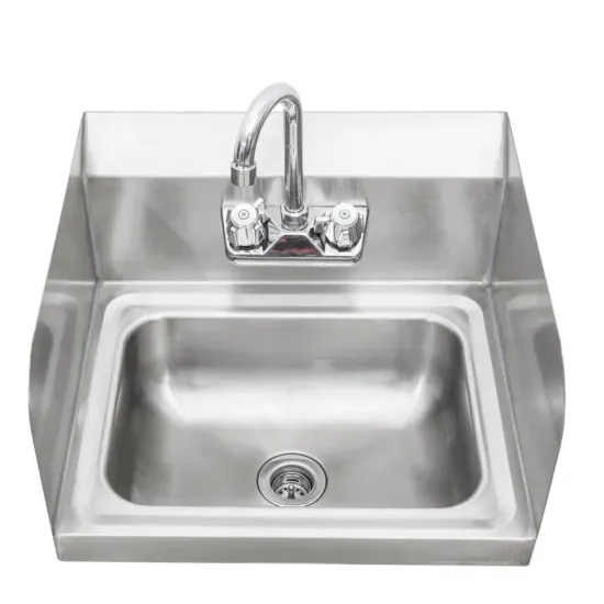 Sapphire SMHS-01-D, 17-Inch Stainless Steel 14x10x5.5-Inch Bowl Size Wall Mounted with Left and Right Splash Guards Hand Sink