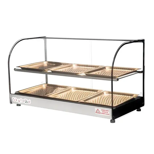 Skyfood FWDC2-33-6P, 33-Inch Food Warmer Display Case - Double Shelf with 6 Pans