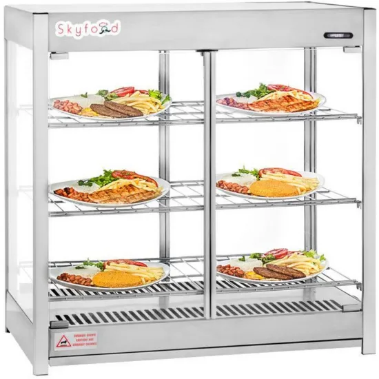 Skyfood HMC-PT, 31.5-Inch Self-Service Countertop Heated Display Case, (3) Shelves, 120v