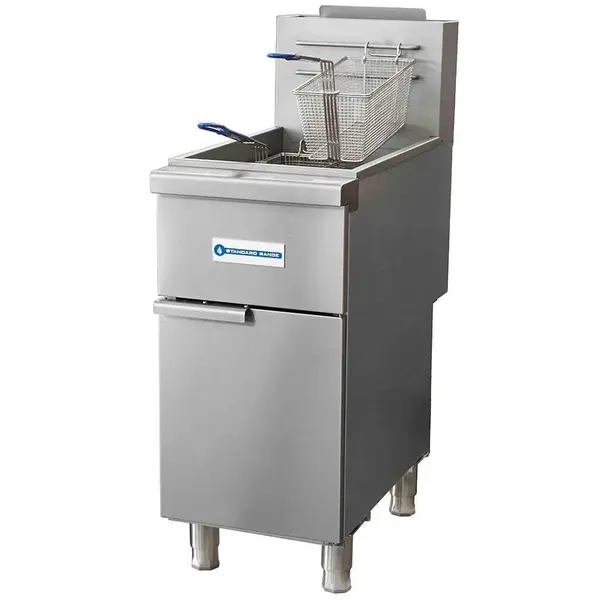 Standard Range SR-F3-NG, 40 lb. Stainless Steel Deep Fryer Natural Gas 90,000 BTU