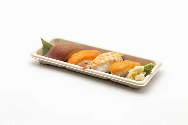 STI ST-2G-BASE, 8.63x3.5x0.75-Inch Wheat Straw Sushi Tray, 800/CS (Lids Sold Separately)