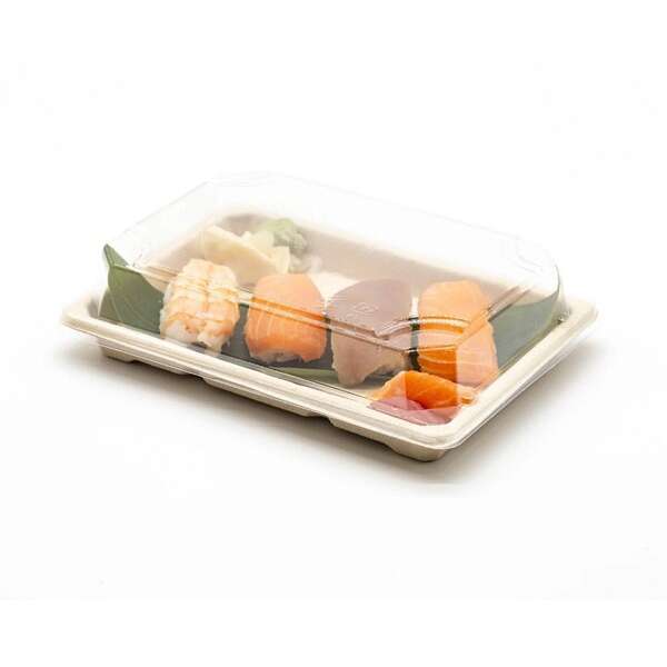 STI ST-4G-BASE, 7.25x5.13x1.25-Inch Wheat Straw Sushi Tray, 800/CS (Lids Sold Separately)